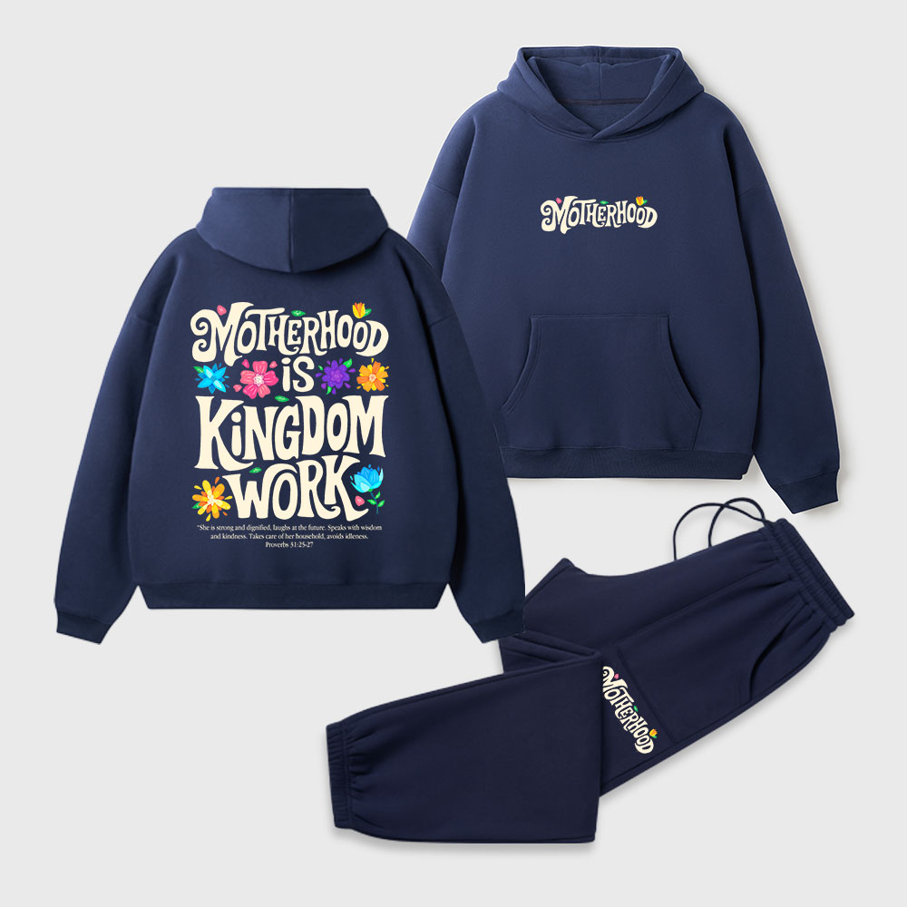 Motherhood Is Kingdom Work Christian Premium Fleece Hoodie Set