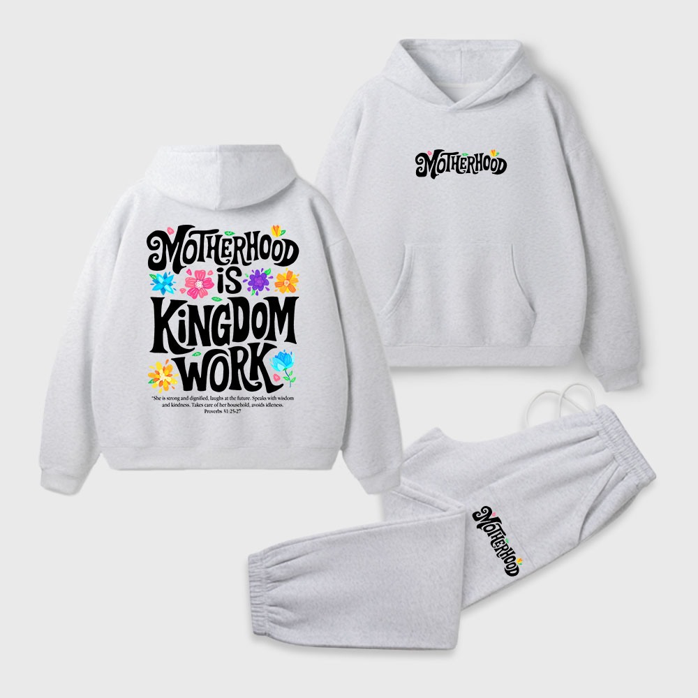Motherhood Is Kingdom Work Christian Premium Fleece Hoodie Set