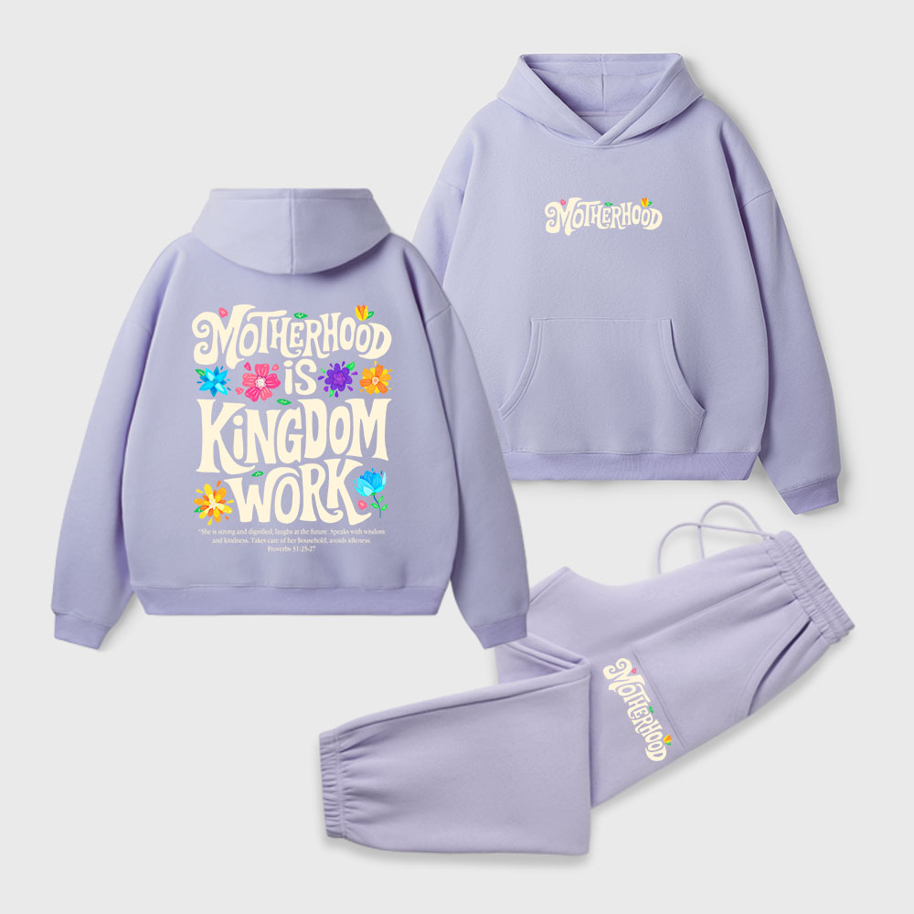 Motherhood Is Kingdom Work Christian Premium Fleece Hoodie Set
