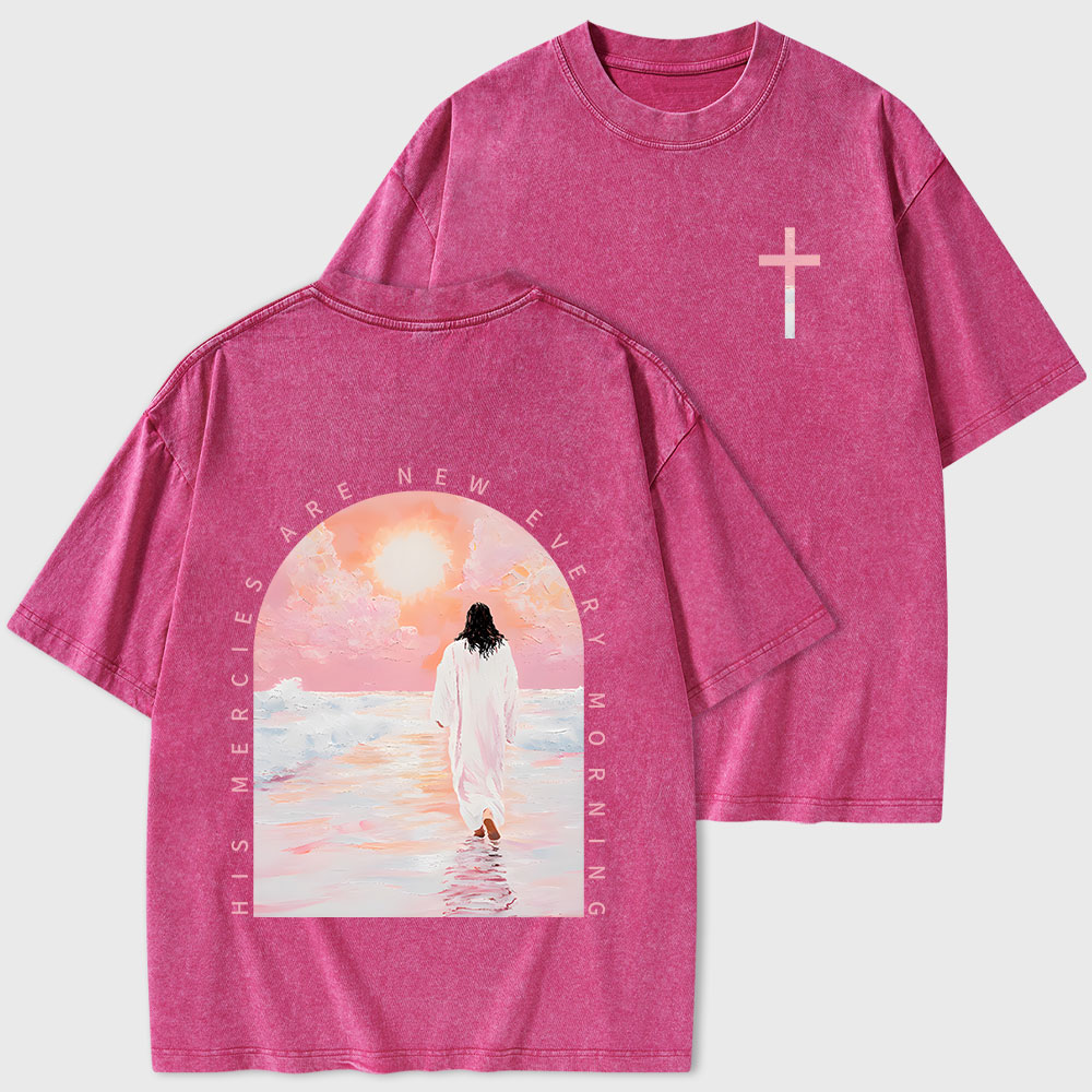 His Mercies Are New Every Morning Christian Washed T-Shirt