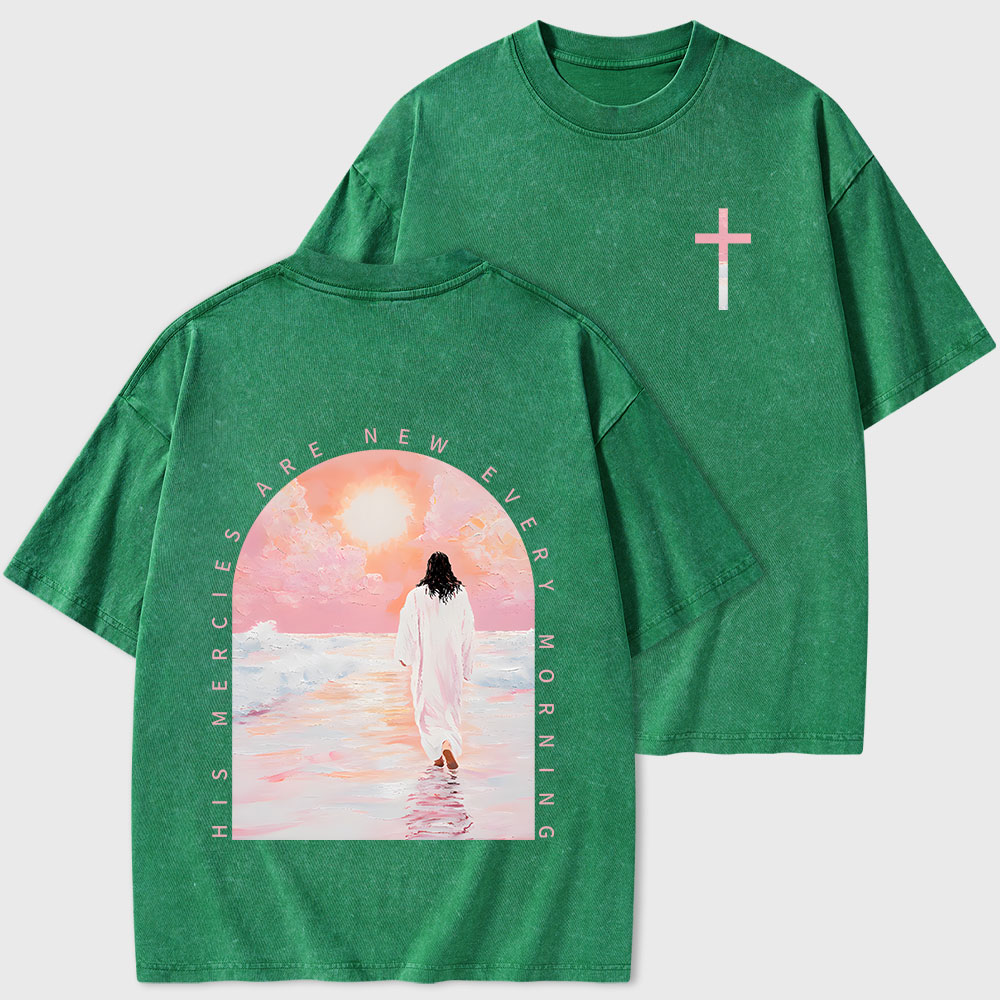 His Mercies Are New Every Morning Christian Washed T-Shirt