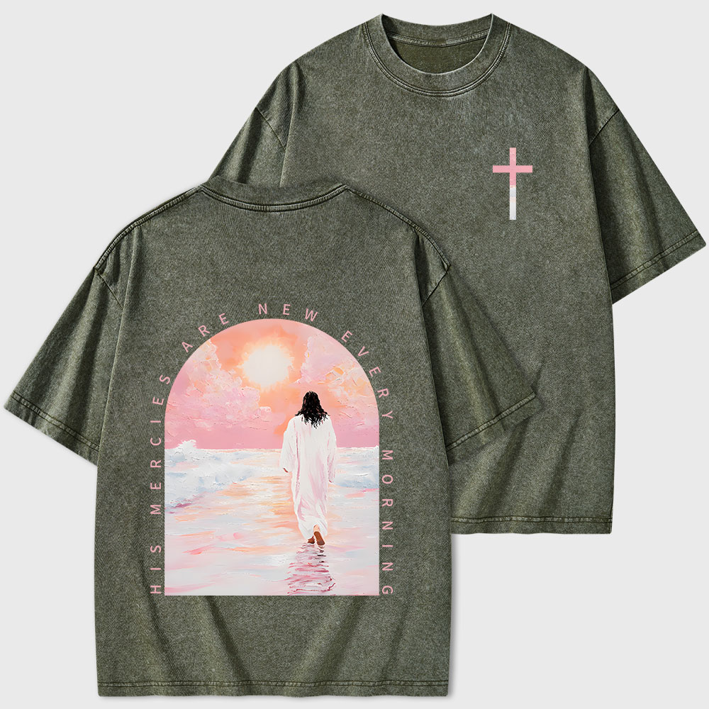 His Mercies Are New Every Morning Christian Washed T-Shirt