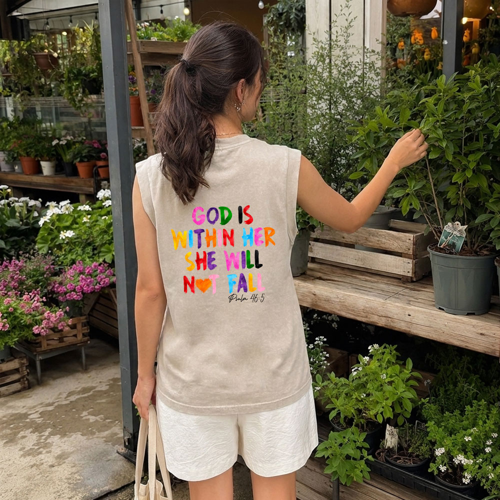 God Is Within Her She Will Not Fall Christian Women's Washed Tank Top