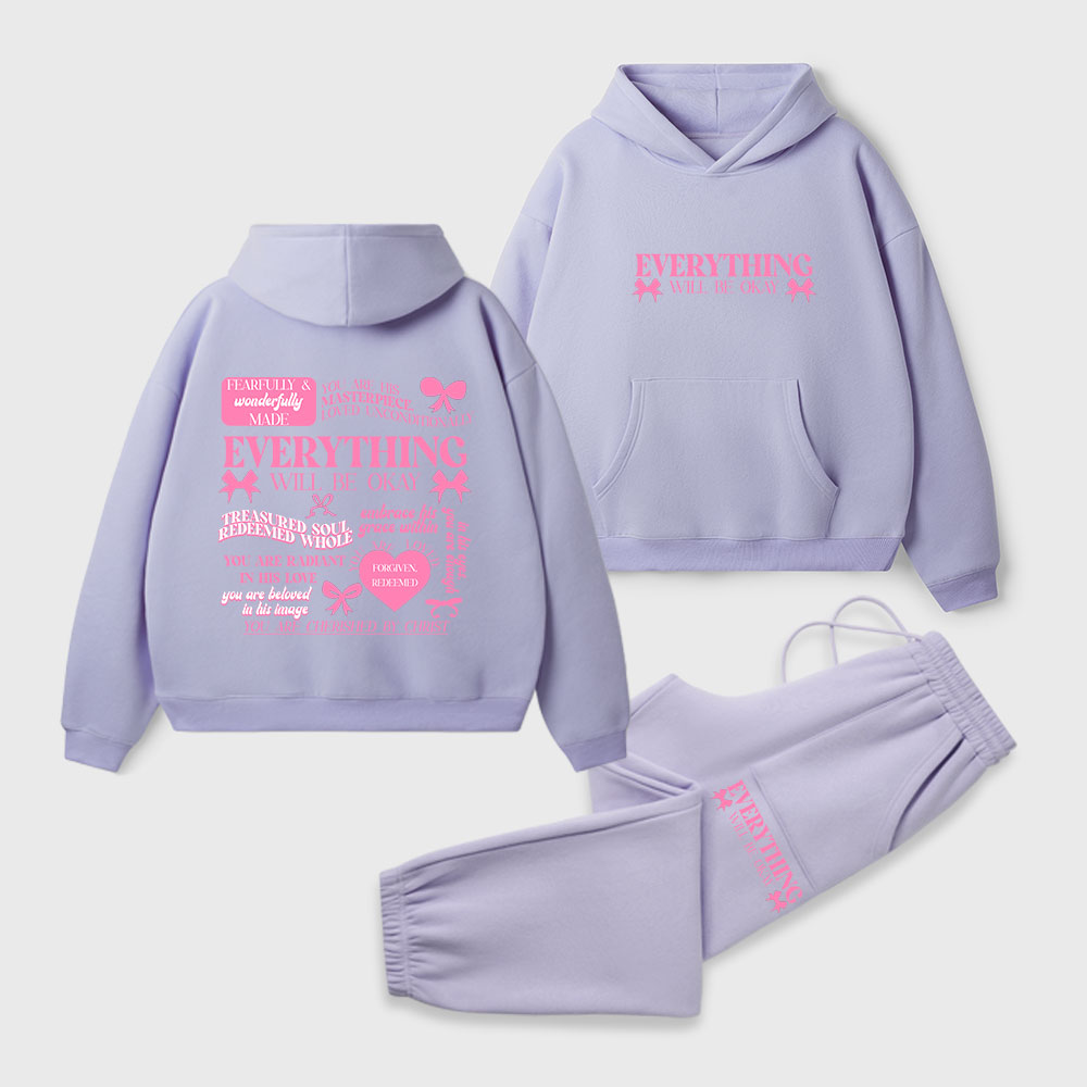Everything Will Be Okay Christian Premium Fleece Hoodie Set