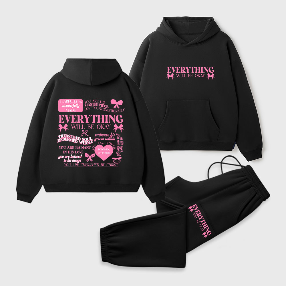 Everything Will Be Okay Christian Premium Fleece Hoodie Set
