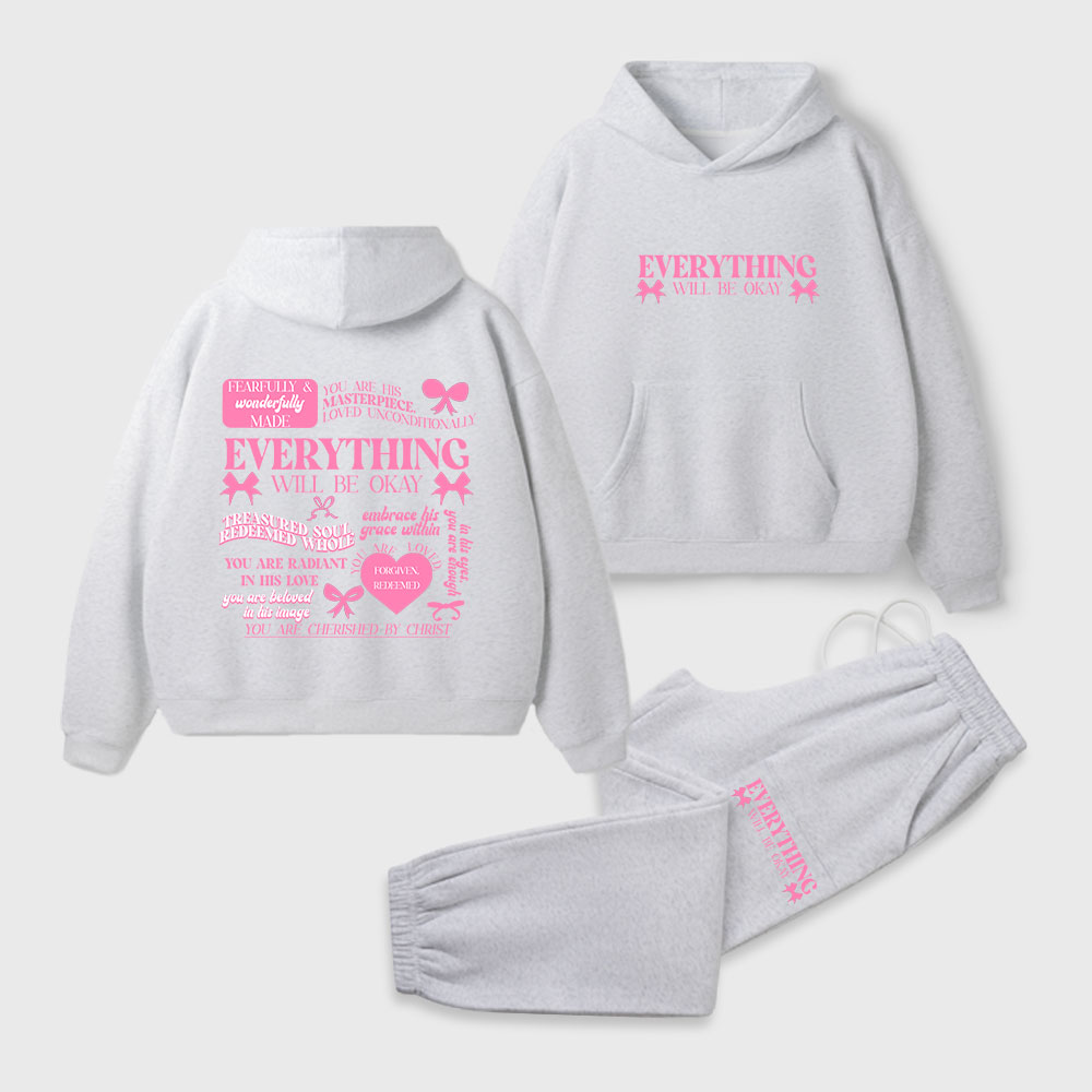 Everything Will Be Okay Christian Premium Fleece Hoodie Set