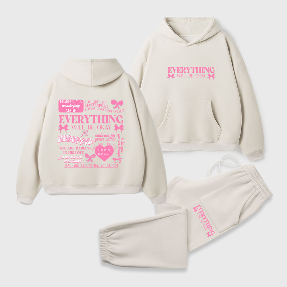 Everything Will Be Okay Christian Premium Fleece Hoodie Set