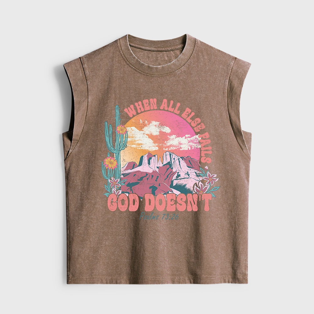 When All Else Fails God Doesn't Christian Women's Washed Tank Top
