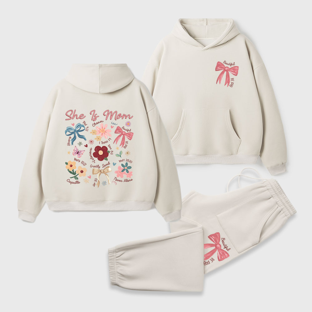 She Is Mom Christian Premium Fleece Hoodie Set