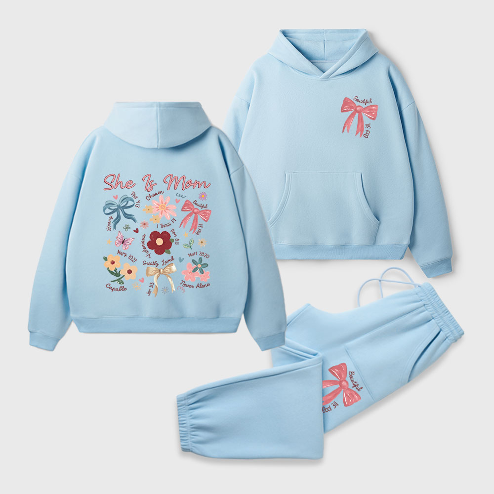 She Is Mom Christian Premium Fleece Hoodie Set