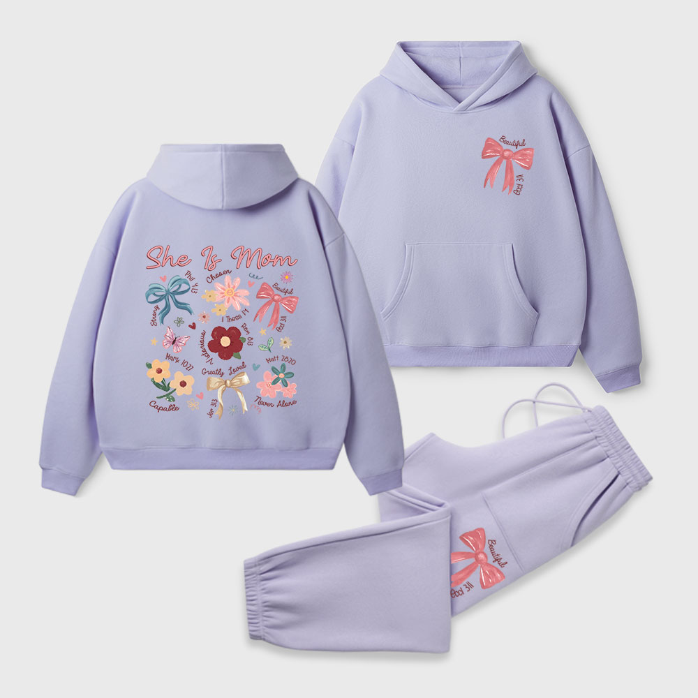 She Is Mom Christian Premium Fleece Hoodie Set