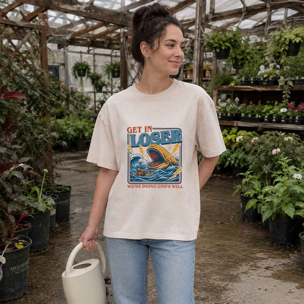 Get In Loser We Are Doing God's Will Christian Washed T-Shirt