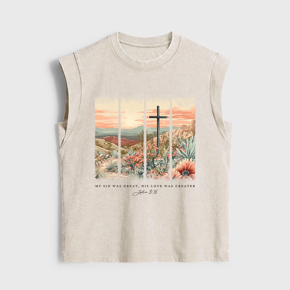 My Sin Was Great Christian Women's Washed Tank Top