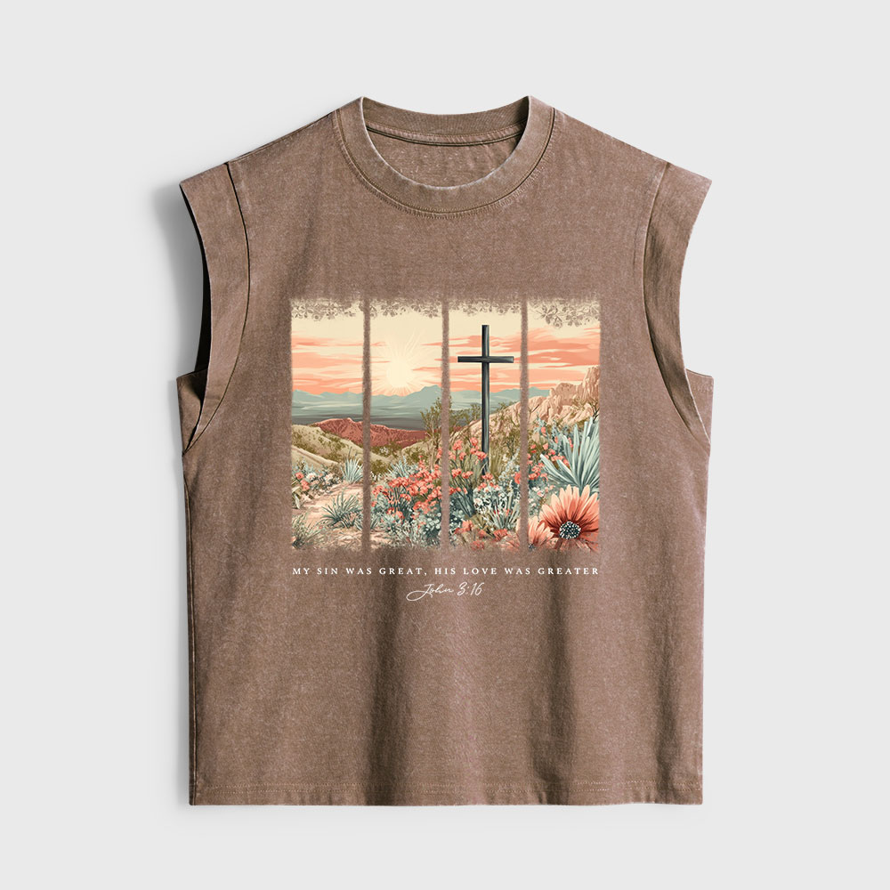 My Sin Was Great Christian Women's Washed Tank Top