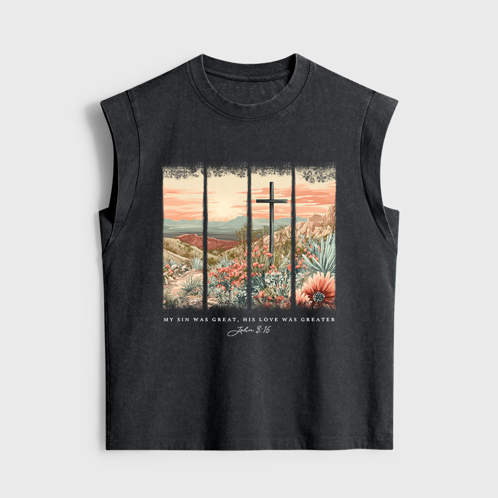 My Sin Was Great Christian Women's Washed Tank Top