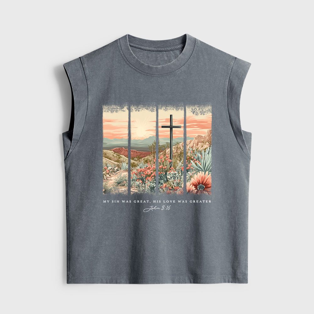 My Sin Was Great Christian Women's Washed Tank Top