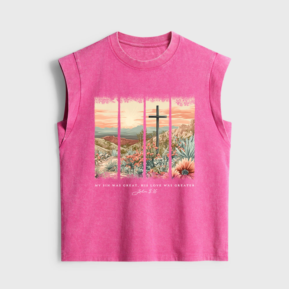 My Sin Was Great Christian Women's Washed Tank Top