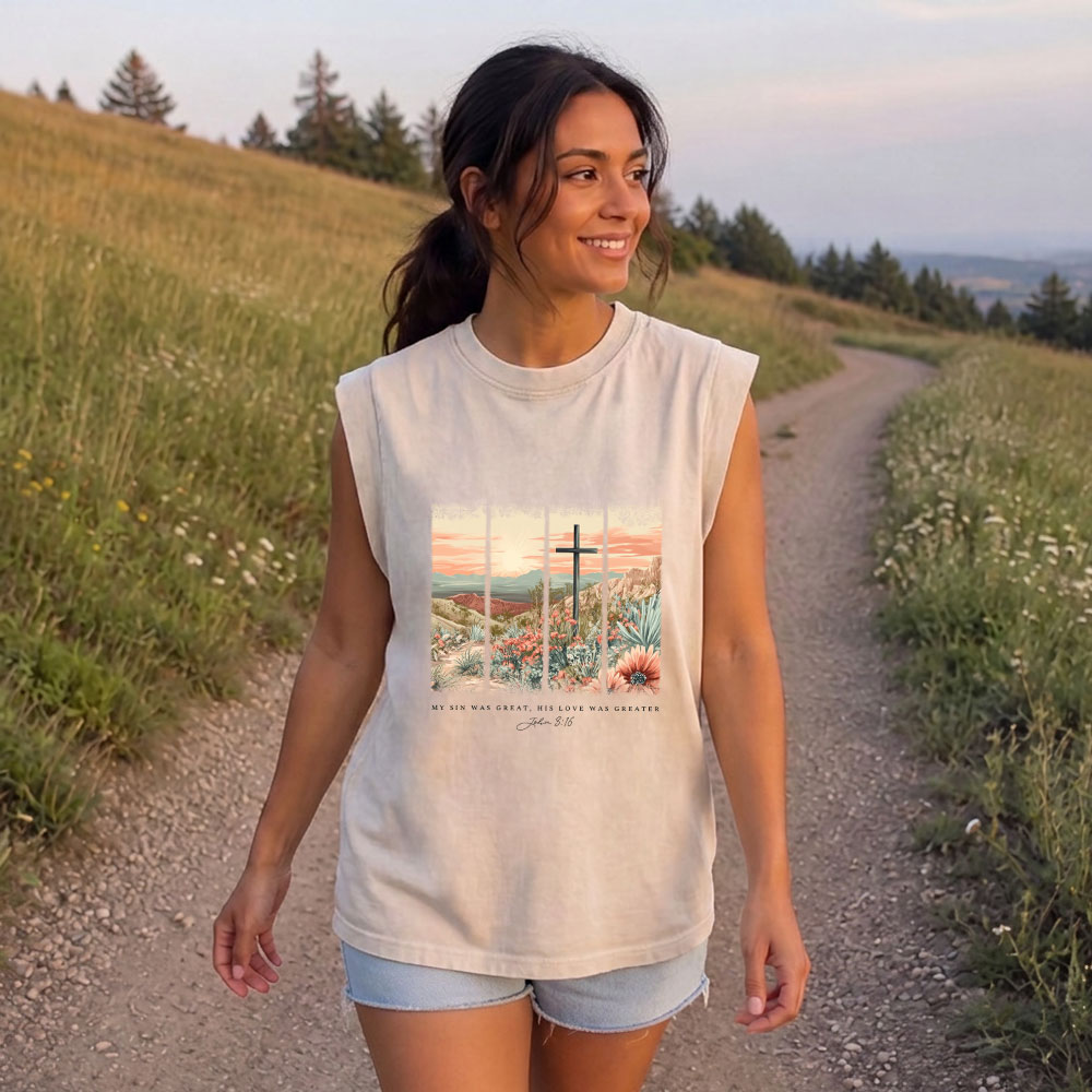 My Sin Was Great Christian Women's Washed Tank Top