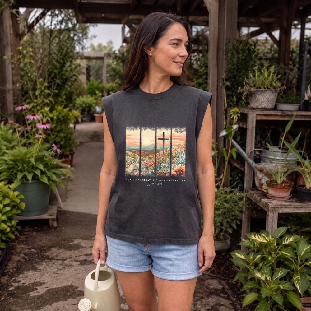 My Sin Was Great Christian Women's Washed Tank Top