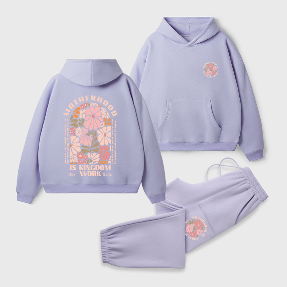 Motherhood Is Kingdom Work Christian Premium Fleece Hoodie Set