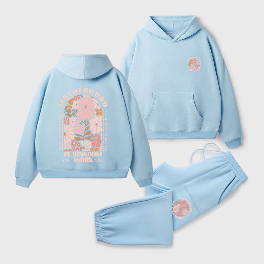 Motherhood Is Kingdom Work Christian Premium Fleece Hoodie Set