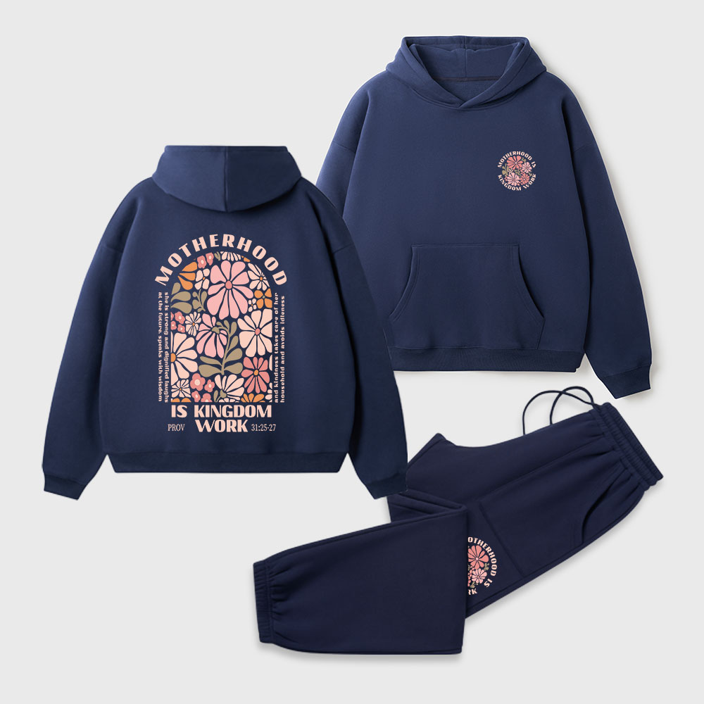 Motherhood Is Kingdom Work Christian Premium Fleece Hoodie Set