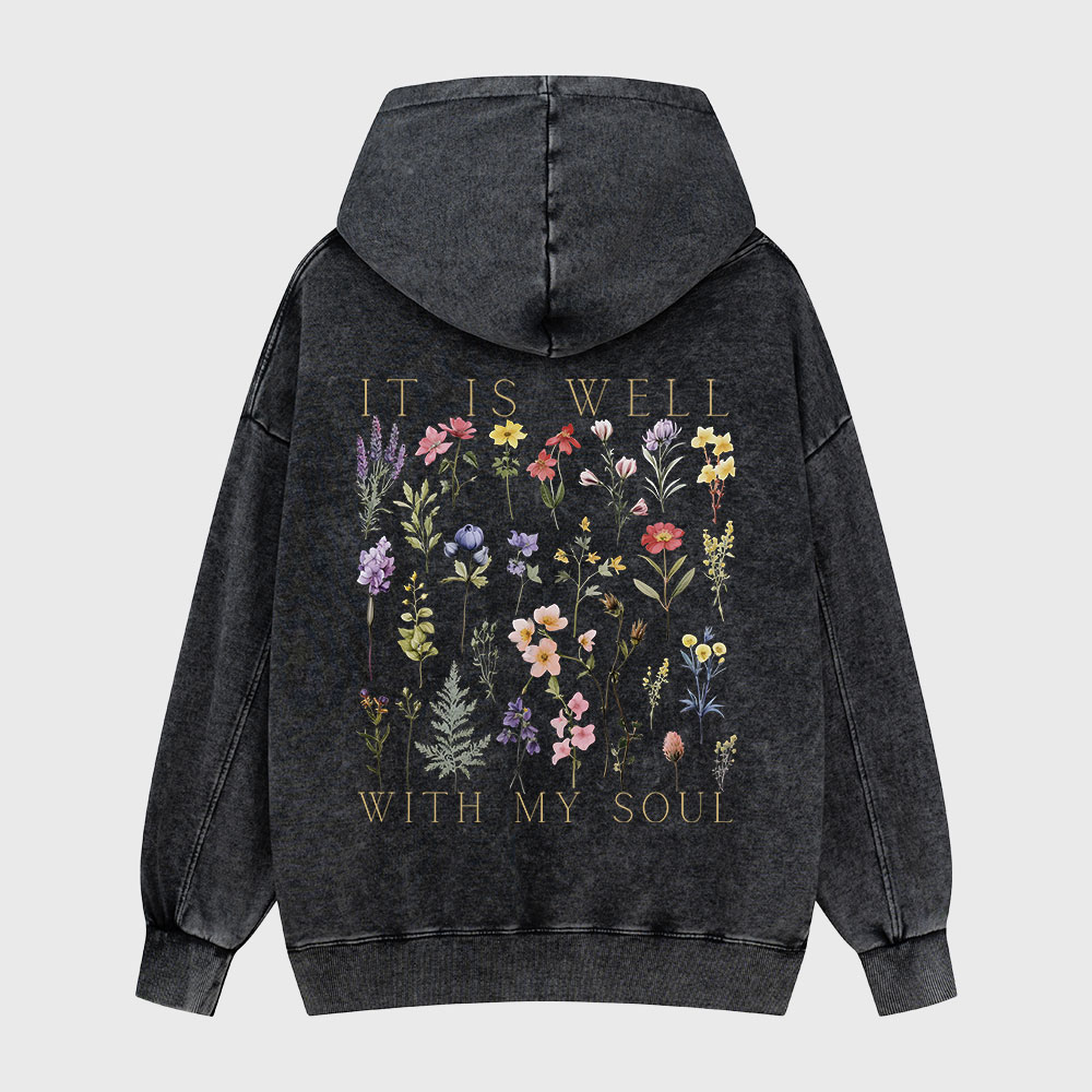 It Is Well With My Soul Christian Washed Hoodie