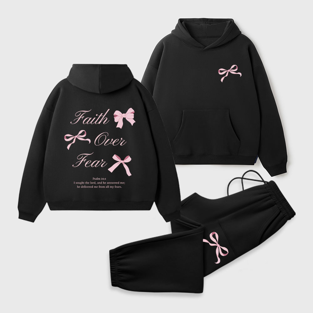 Faith Over Fear Christian Premium Fleece Hoodie Set