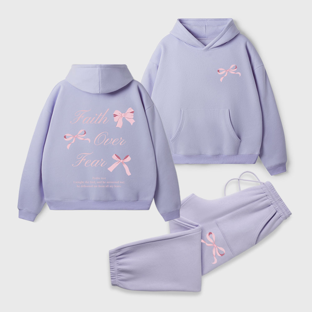 Faith Over Fear Christian Premium Fleece Hoodie Set