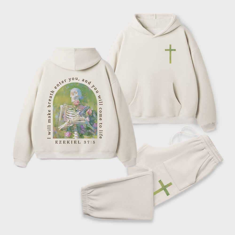  I Will Make Breath Enter You Christian Premium Fleece Hoodie Set