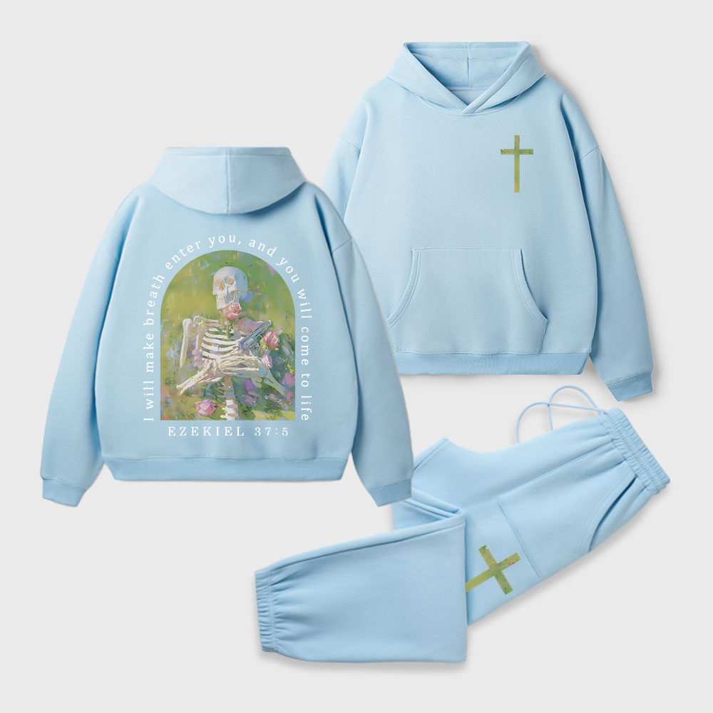  I Will Make Breath Enter You Christian Premium Fleece Hoodie Set