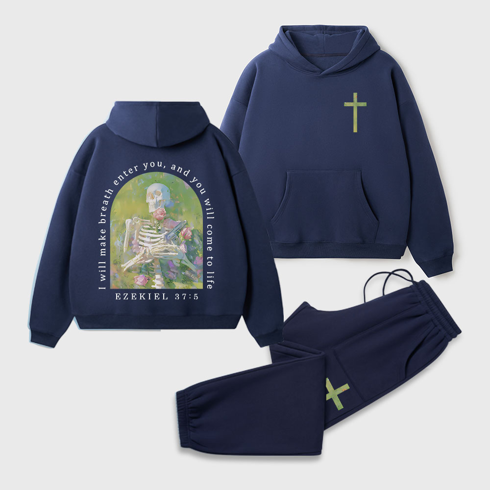  I Will Make Breath Enter You Christian Premium Fleece Hoodie Set