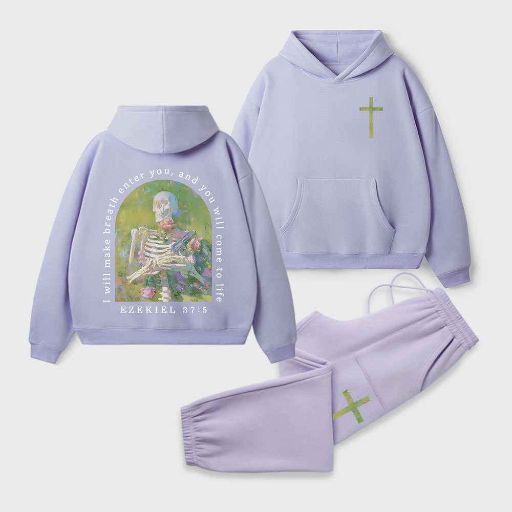  I Will Make Breath Enter You Christian Premium Fleece Hoodie Set