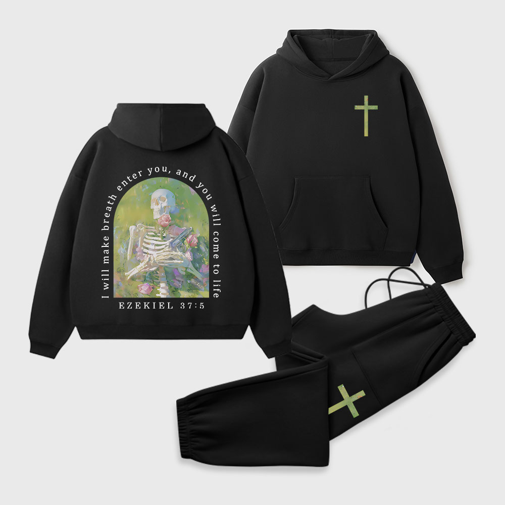  I Will Make Breath Enter You Christian Premium Fleece Hoodie Set