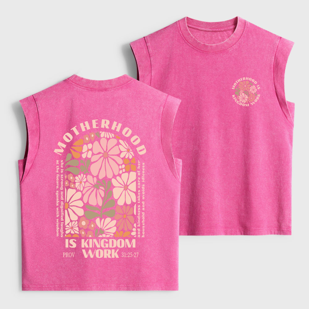 Motherhood Is Kingdom Work Christian Women's Washed Tank Top