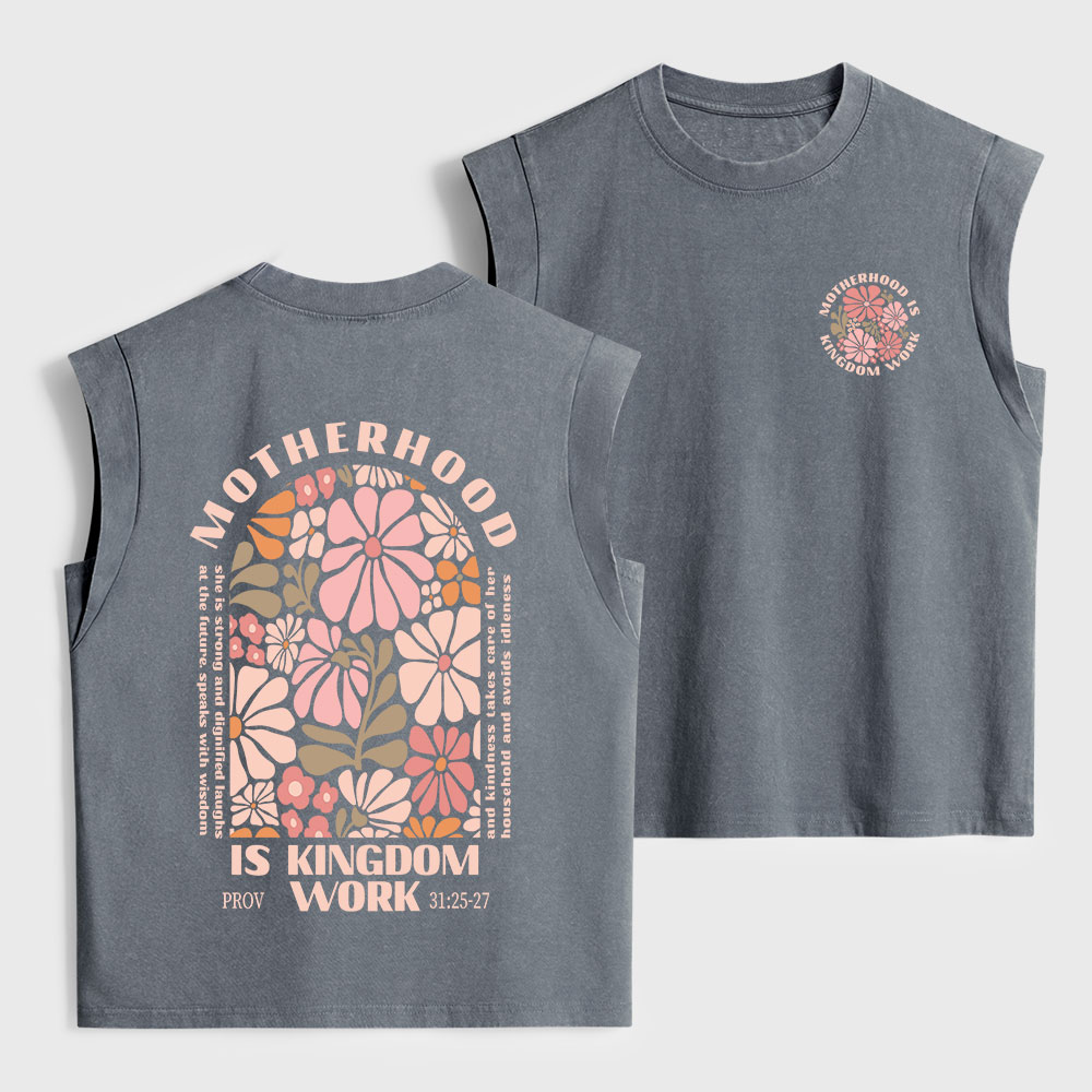 Motherhood Is Kingdom Work Christian Women's Washed Tank Top