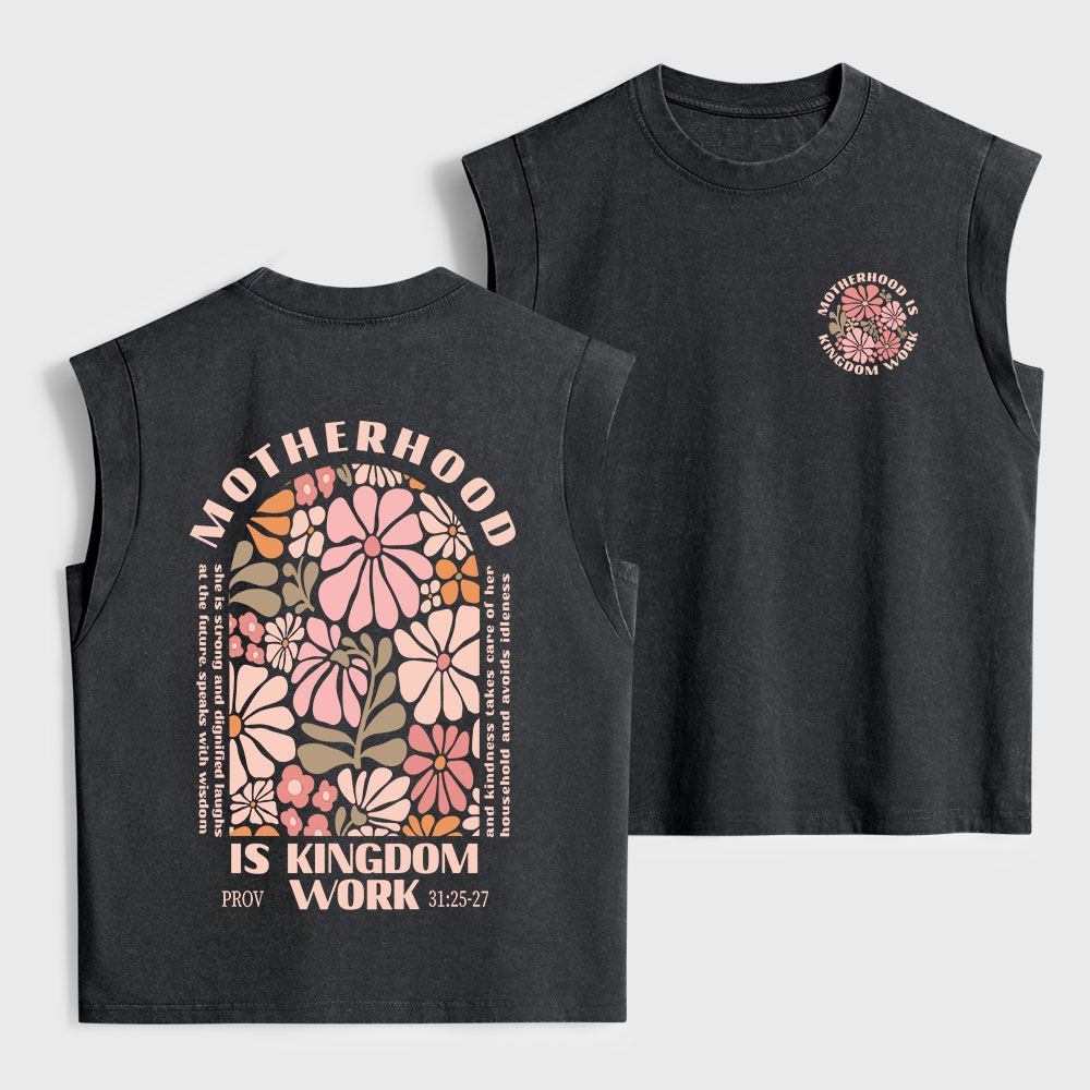 Motherhood Is Kingdom Work Christian Women's Washed Tank Top