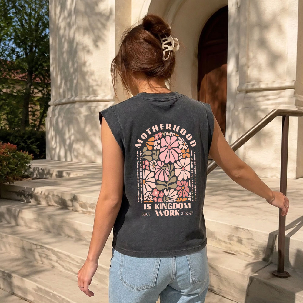 Motherhood Is Kingdom Work Christian Women's Washed Tank Top