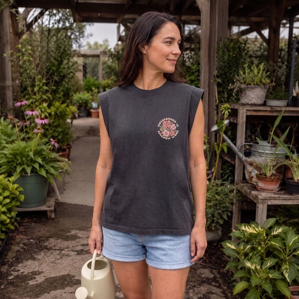 Motherhood Is Kingdom Work Christian Women's Washed Tank Top