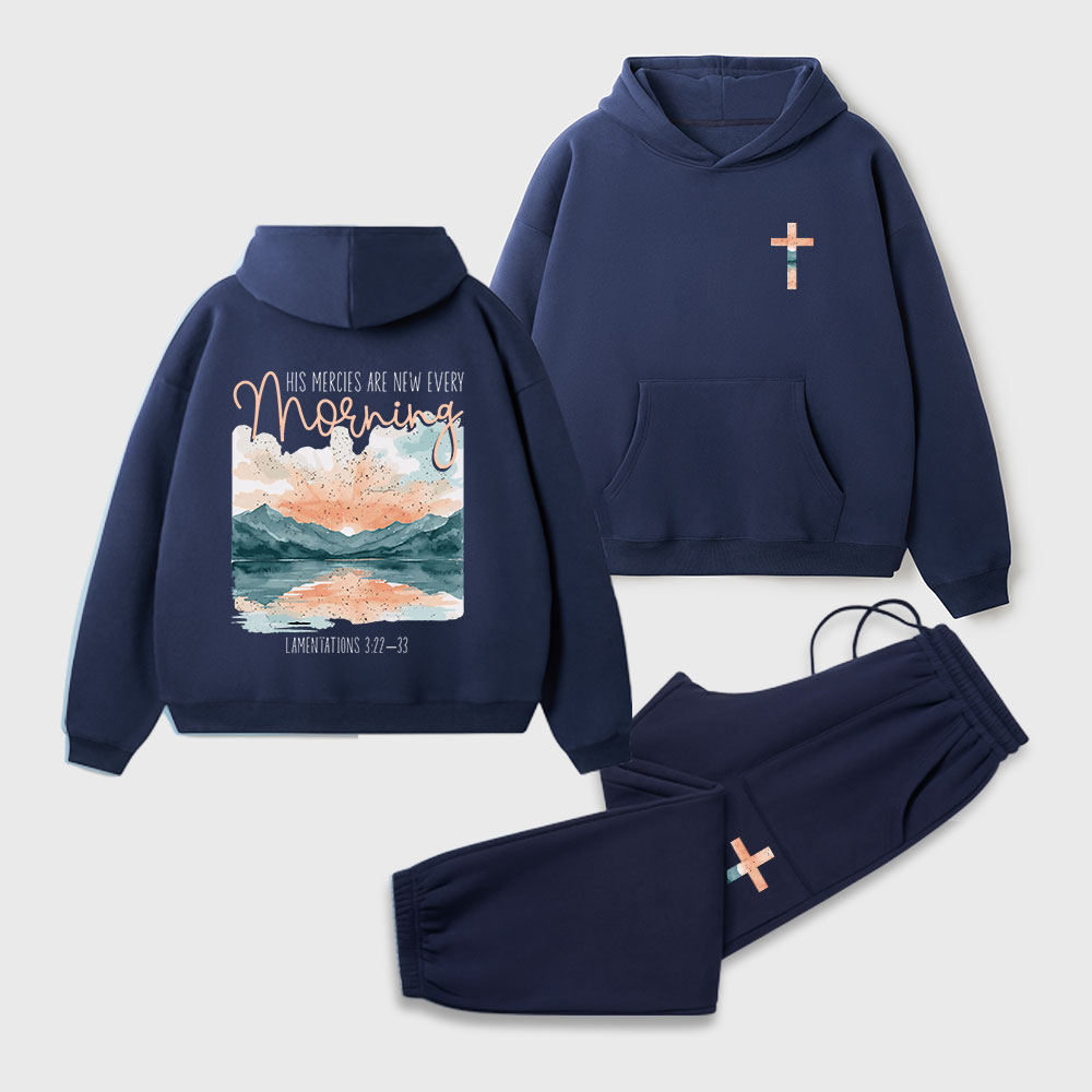 His Mercies Are New Every Morning Christian Premium Fleece Hoodie Set