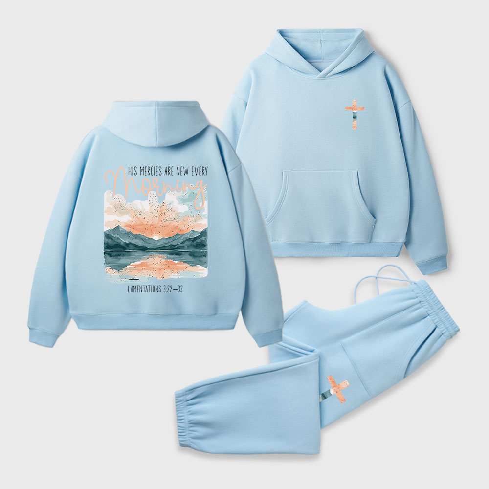 His Mercies Are New Every Morning Christian Premium Fleece Hoodie Set