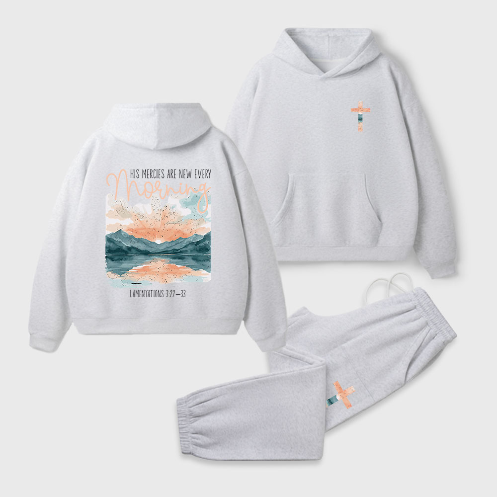 His Mercies Are New Every Morning Christian Premium Fleece Hoodie Set