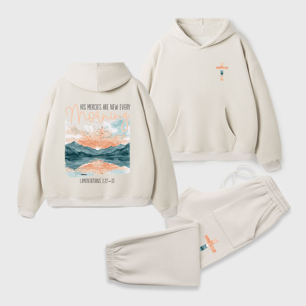 His Mercies Are New Every Morning Christian Premium Fleece Hoodie Set