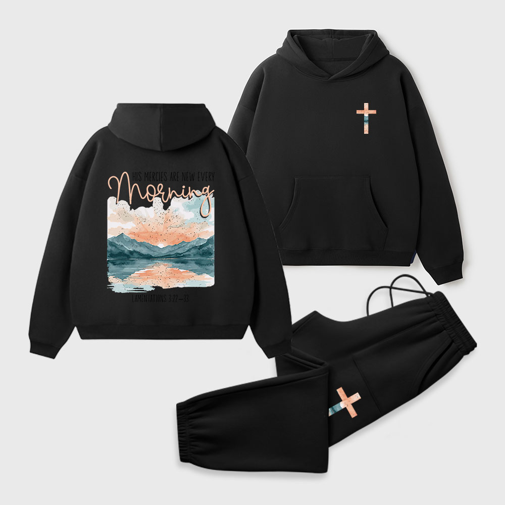 His Mercies Are New Every Morning Christian Premium Fleece Hoodie Set
