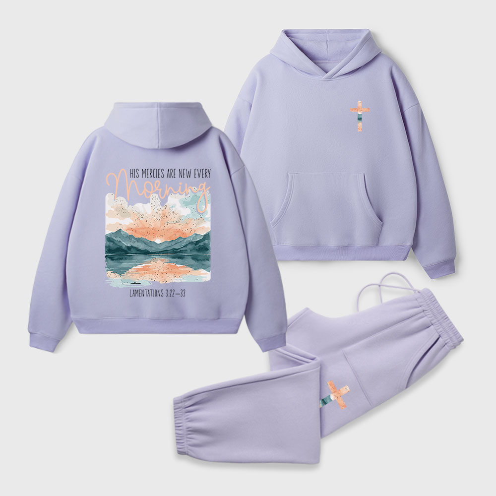 His Mercies Are New Every Morning Christian Premium Fleece Hoodie Set