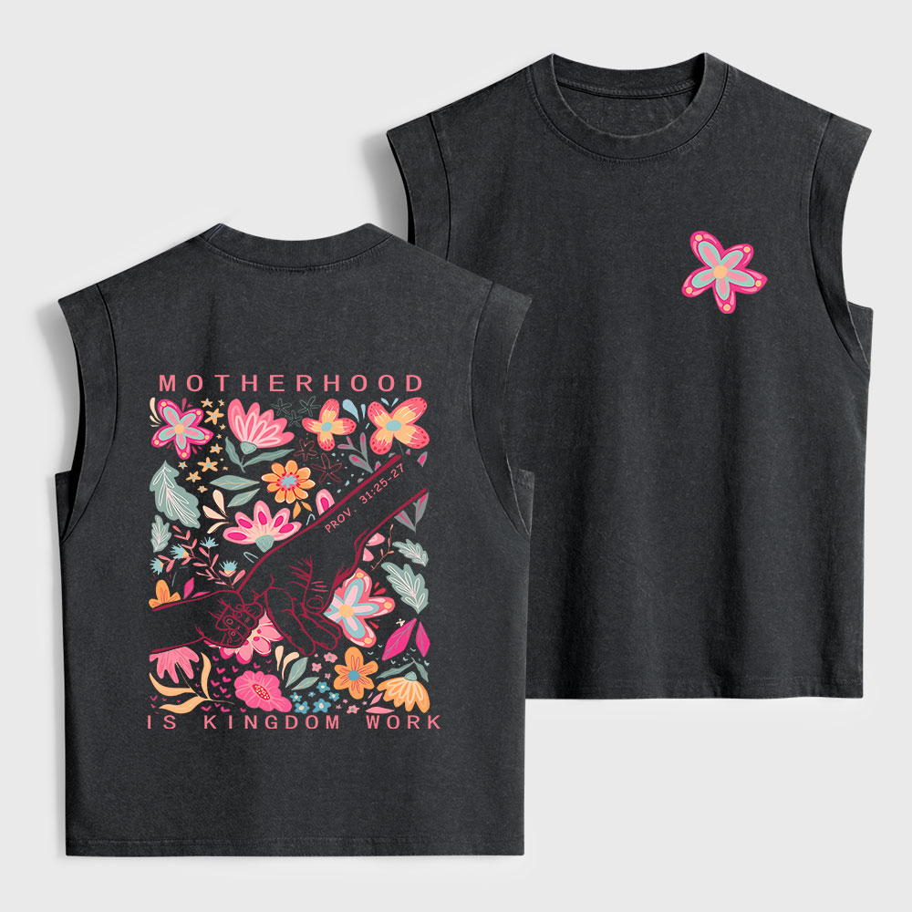 Motherhood Is Kingdom Work Christian Women's Washed Tank Top