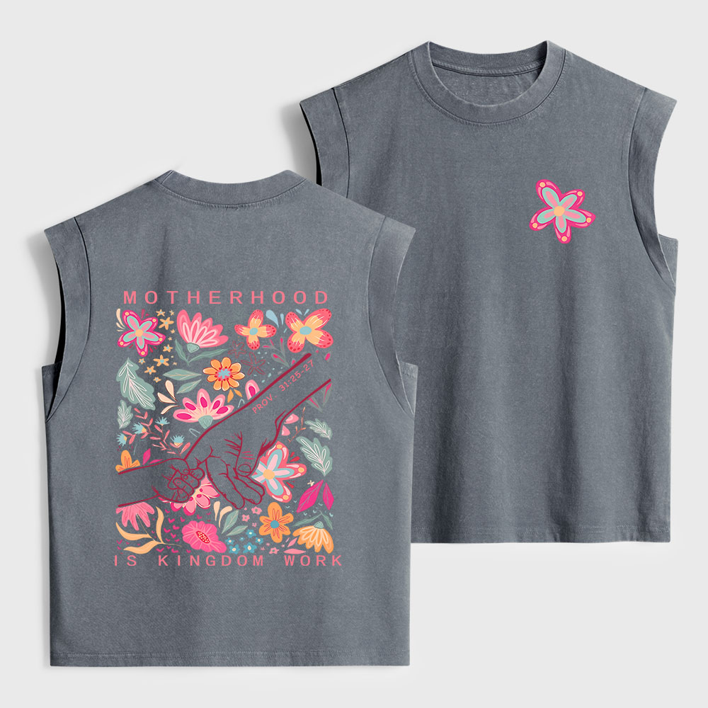 Motherhood Is Kingdom Work Christian Women's Washed Tank Top