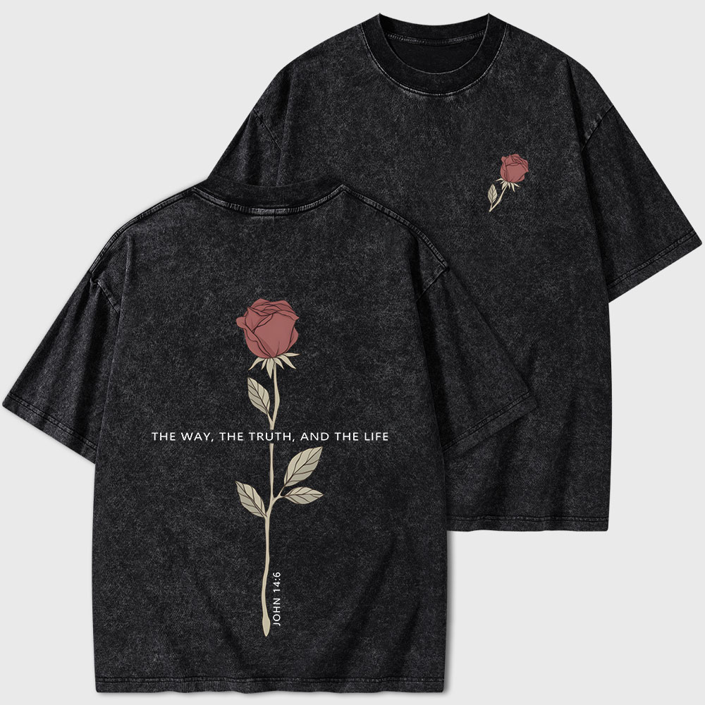 The Way The Truth The Life Christian Washed T-Shirt