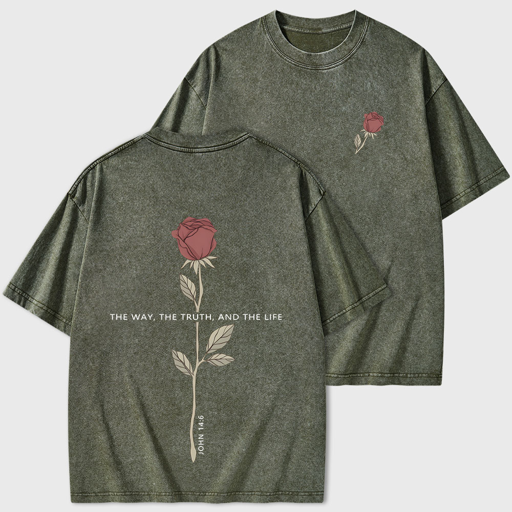 The Way The Truth The Life Christian Washed T-Shirt