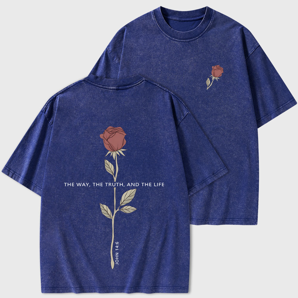The Way The Truth The Life Christian Washed T-Shirt